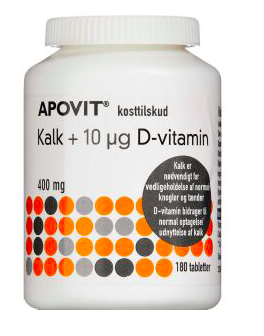 Apovit Kalk + 10 mikrogram D-vitamin 180 stk (udløb: 04/2024)